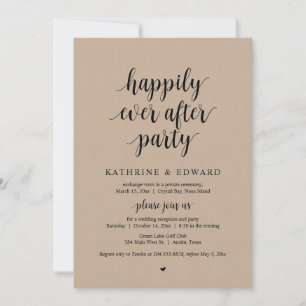 Wedding Elopement, Happily Ever After Party, Kraft Invitation