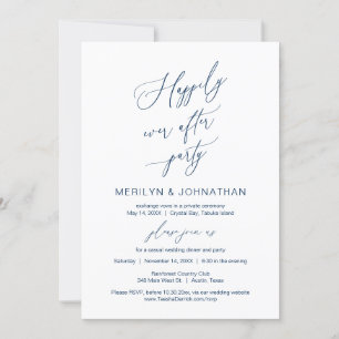 Wedding Elopement, Happily Ever After Party, Navy Invitation