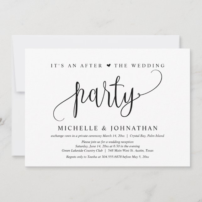 Wedding Elopement, It's An After The wedding Party Invitation (Front)