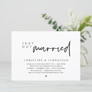 Wedding Elopement, Just Got Married Invitation