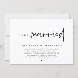 Wedding Elopement, Just Married Invitation