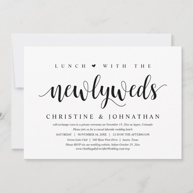 Wedding Elopement, Lunch With The Newlyweds Invitation (Front)