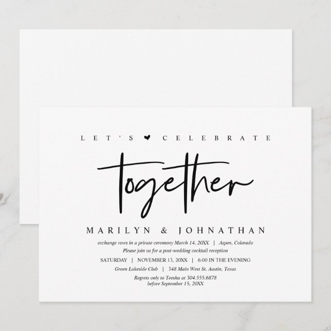 Wedding Elopement, Modern, Lets Party with us Invi Invitation (Front/Back)