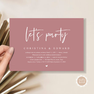 Wedding Elopement, Modern Minimalist, lets party Invitation