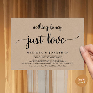 Wedding Elopement, Nothing Fancy Just Love Dinner Invitation