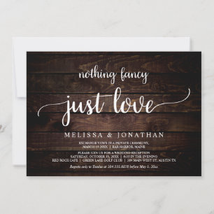 Wedding Elopement, Nothing Fancy Just Love Invitat Invitation