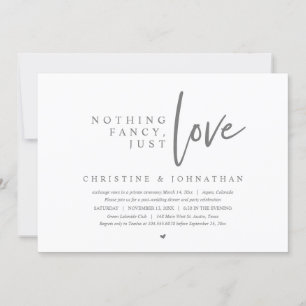 Wedding Elopement, Nothing Fancy, Just Love Invitation