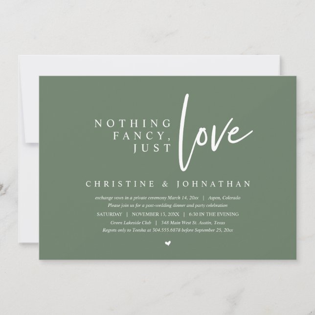 Wedding Elopement, Nothing Fancy, Just Love Invitation (Front)