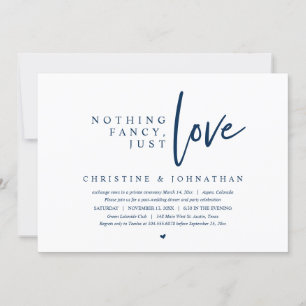 Wedding Elopement, Nothing Fancy, Just Love Invitation