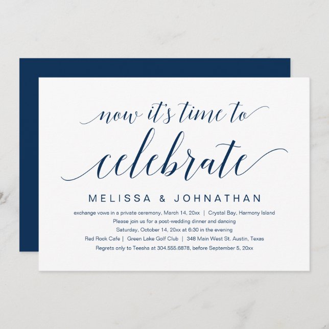 Wedding Elopement, Now it's time to celebrate Invi Invitation (Front/Back)
