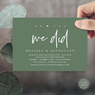Wedding Elopement, oh yes we did Invitation