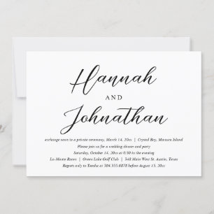 Wedding Elopement Party and Dinner Invitation