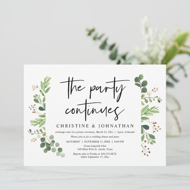 Wedding Elopement Party Celebration Continues Invitation (Standing Front)