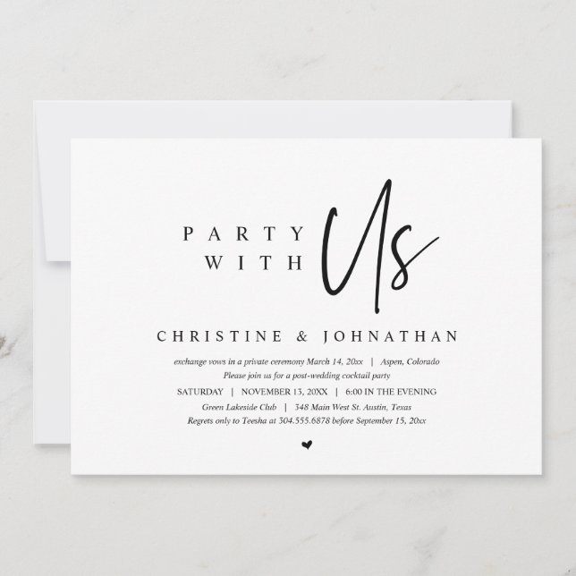 Wedding Elopement, Party with us Invitation (Front)