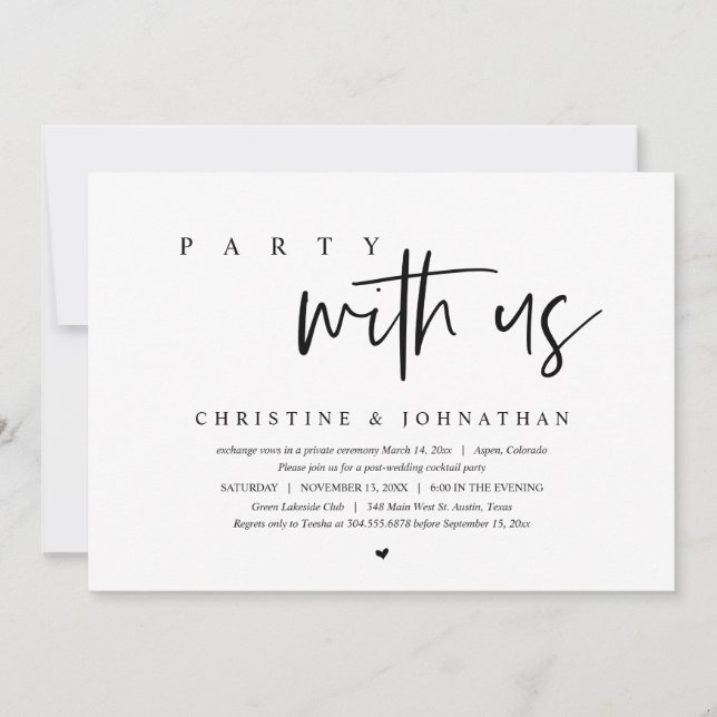 Wedding Elopement, Party with us Invitation (Front)