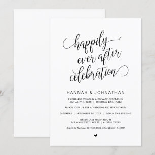 Wedding Elopement, Simple Classy Black Calligraphy Invitation
