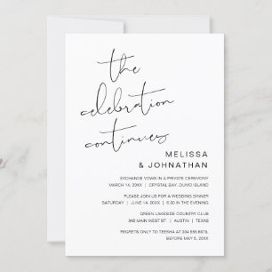 Wedding Elopement, The Celebration Continues Invit Invitation