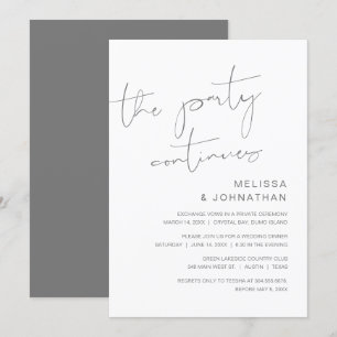 Wedding Elopement, The Party Continues Invitation