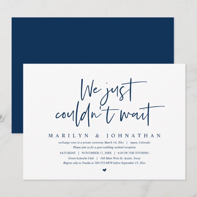 Wedding Elopement, We just could not wait Invitati Invitation (Front/Back)