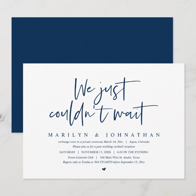 Wedding Elopement, We just could not wait Invitation (Front/Back)