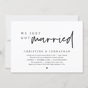 Wedding Elopement, We Just Got Married  Invitation