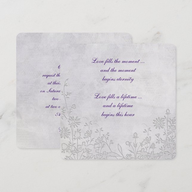 Wedding Embossed Floral Border Invitation (Front/Back)