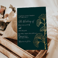 Wedding emerald green ginkgo leaves gold luxury