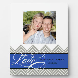 Wedding Engaged Chic Chevron Modern Personalised Plaque