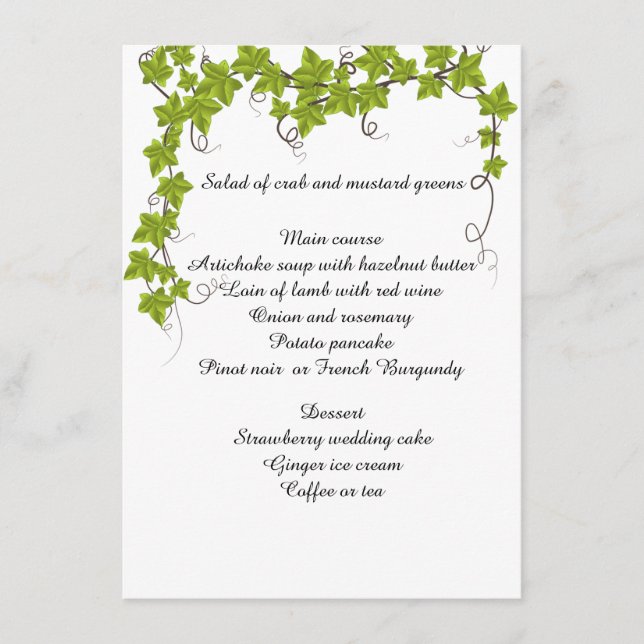 Wedding, Engagement, Bridal Shower Flat Menu (Front)