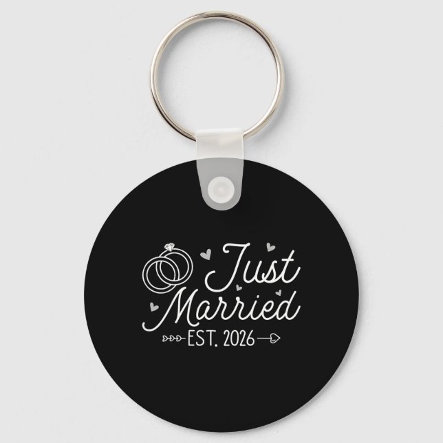 Wedding Engagement Bride Groom Just Married 2026 Key Ring (Front)