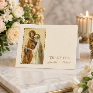 Wedding Engagement Bride Groom Religious Catholic Thank You Card