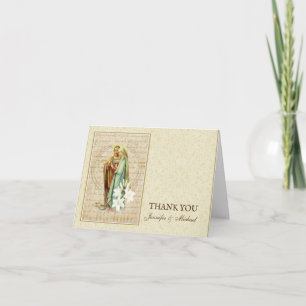 Wedding Engagement Bride Groom Religious Vintage Thank You Card