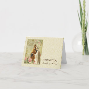 Wedding Engagement Bride Groom Religious Vintage Thank You Card