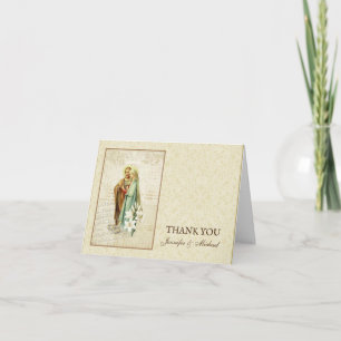 Wedding Engagement Bride Groom Religious Vintage Thank You Card