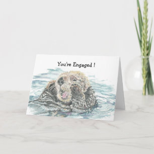 Wedding Engagement  Congrats Cute Excited Otter Card