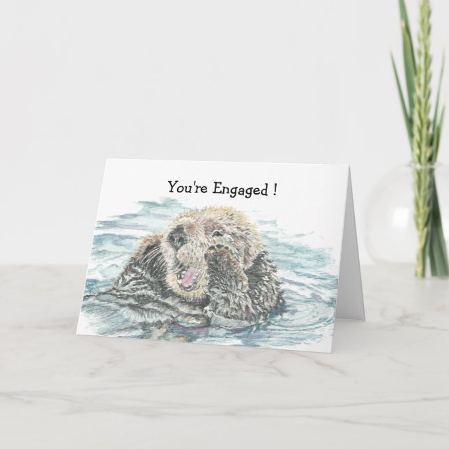 Wedding Engagement  Congrats Cute Excited Otter Card (Front)
