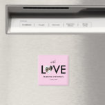 Wedding Engagement Custom Photo Pink Heart Frame Magnet<br><div class="desc">The design has baby pink heart frame on centre photo which can be customised to your own image inside LOVE text. Replace the picture in the centre with your own photo.</div>