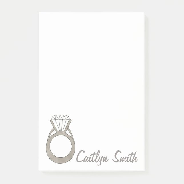 Wedding Engagement Diamond Ring Bridal Shower Post-it Notes (Front)