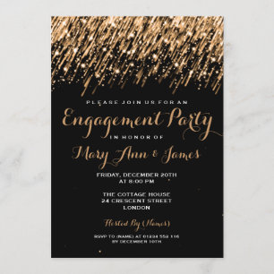 Wedding Engagement Falling Stars Gold Invitation