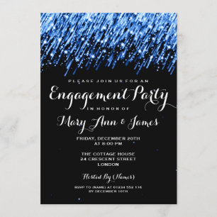 Wedding Engagement Falling Stars "Sapphire Blue" Invitation