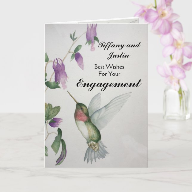 Wedding Engagement Happy Hummingbird Card (Orchid)