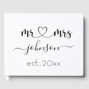 Wedding Engagement Heart Mr Mrs Personalised Name Guest Book