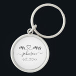 Wedding Engagement Heart Mr Mrs Personalised Name  Key Ring<br><div class="desc">Mr. and Mrs. personalised last name or surname with cute girly heart keychain wedding favour with customised name and established date which makes a personalised and special gift for a wedding,  anniversary,  Christmas or engagement gift.</div>