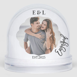 Wedding Engagement Keepsake Photo Couple Initials Snowglobe