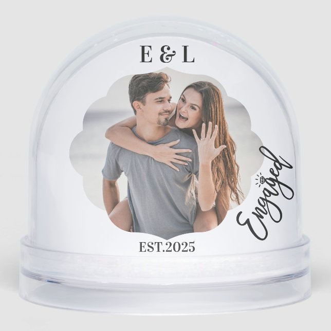 Wedding Engagement Keepsake Photo Couple Initials Snowglobe (Front)
