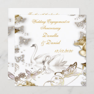 Wedding Engagement or Anniversary White Sepia Invitation