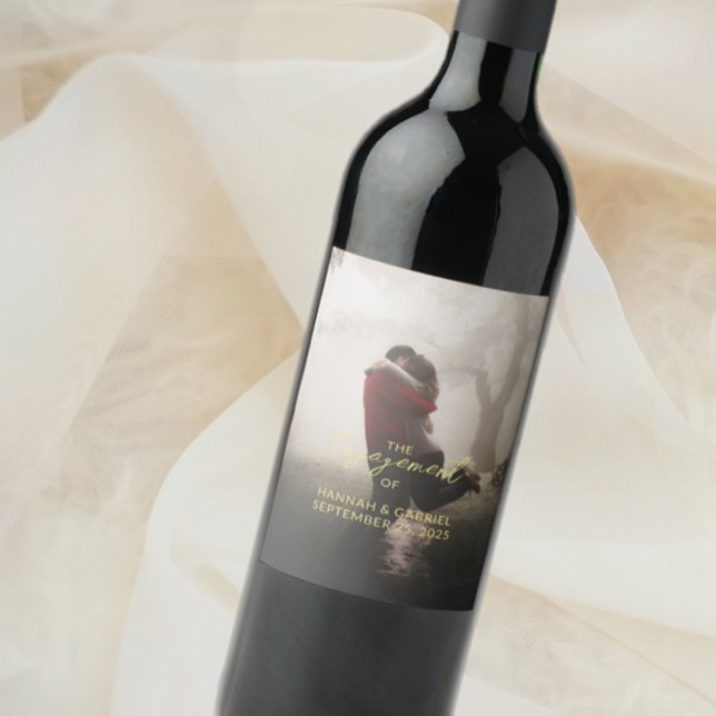 Wedding Engagement Party Add Photo Wine Label (Wedding Engagement Party Wine Label (Add Your Photo))
