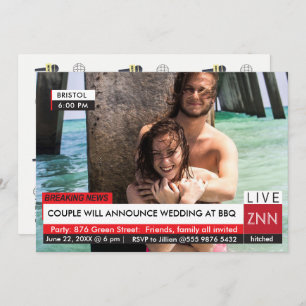 Wedding Engagement Party BBQ News Invitation