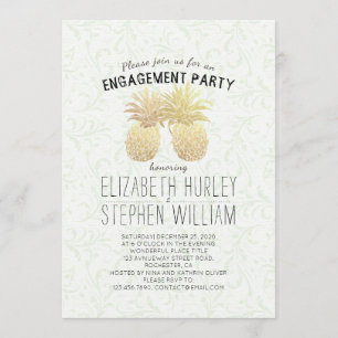 Wedding Engagement Party Elegant Gold Pineapples Invitation