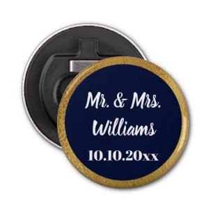 Wedding Engagement Party Favour Gold Faux Border Bottle Opener